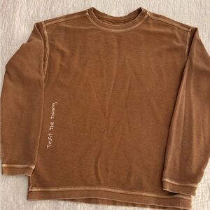 Rad Vibes Only Mustard Waffle weave Long Sleeve Affirmation Crewneck Size M